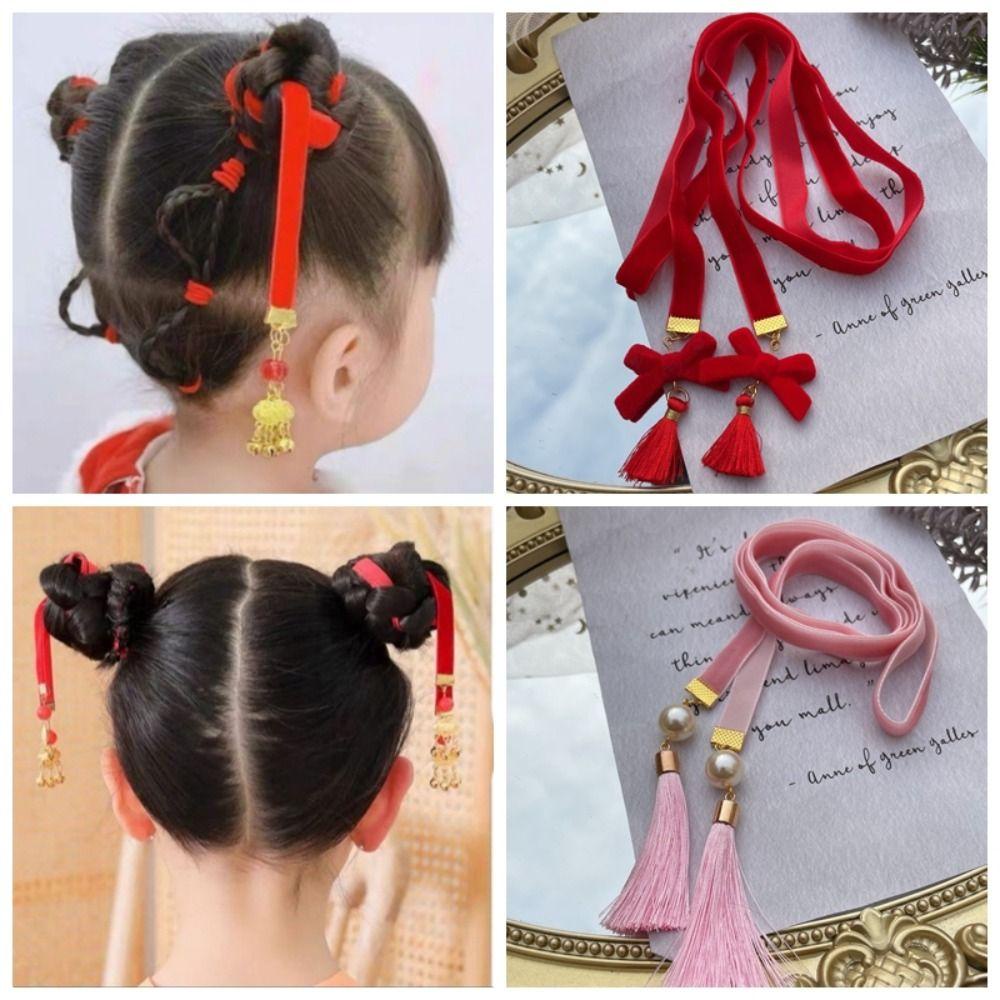 Mocho ยางรัดผมหางม้า แบบถัก ประดับพู่ สไตล์จีน ฮั่นฝู เจ้าหญิง หวานแหวว DIY สําหรับตกแต่งผม ปีใหม่ - รูปที่ 3