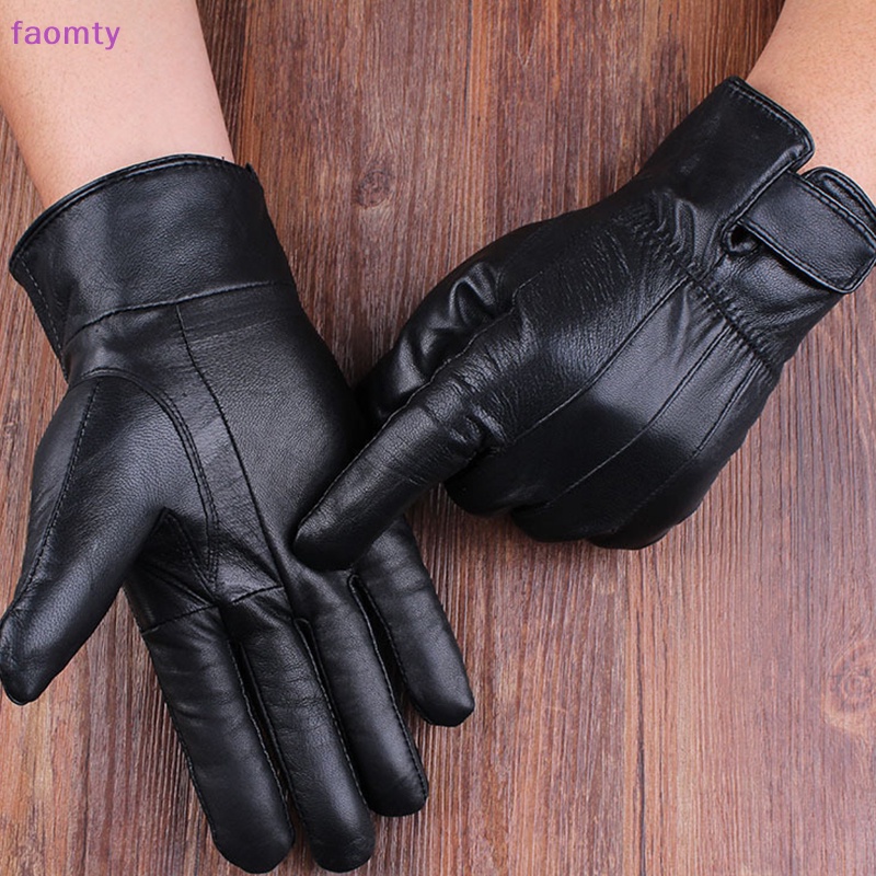 Faomty ถุงมือหนัง PU กันน้ํา ให้ความอบอุ่น สีดํา เหมาะกับการขับขี่ เล่นกีฬากลางแจ้ง แฟชั่นฤดูใบไม้ร่วง ฤดูหนาว สําหรับผู้ชาย 1 คู่