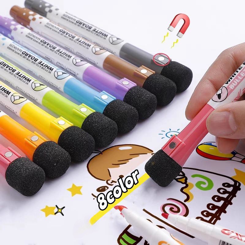 8 ชิ้น/เซ็ต Erasable Magnetic Whiteboard MARKER ปากกายางลบ MARKER ปากกาหน้าต่าง MARKER ปากกาเด็กอุปกรณ์สำนักงาน
