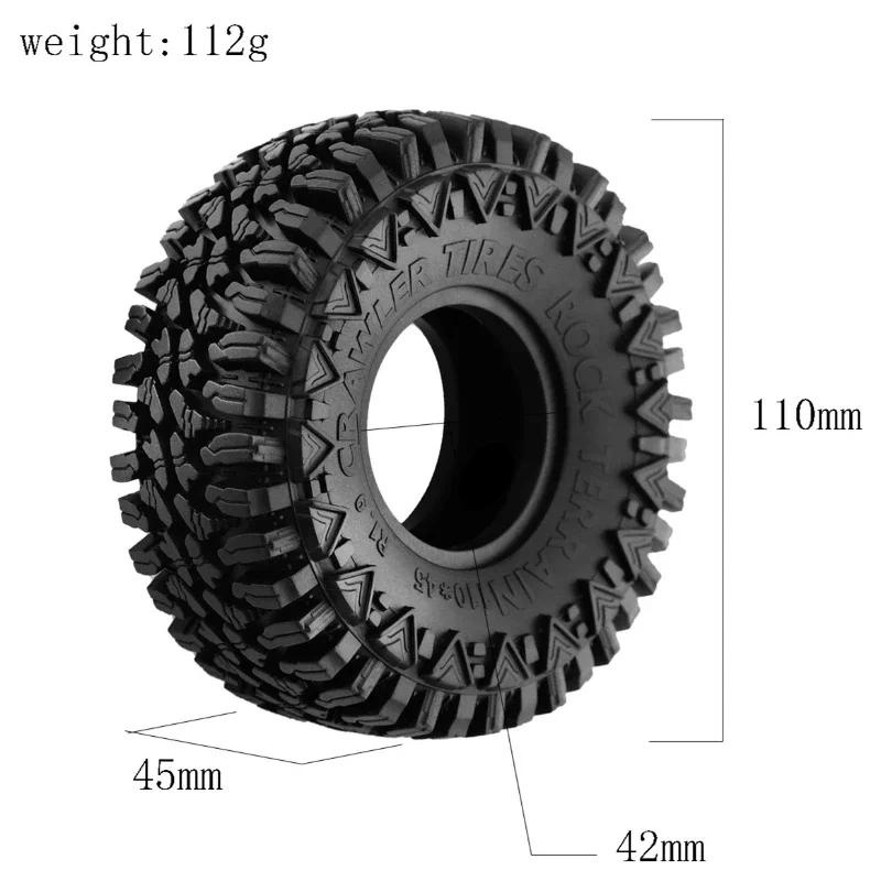 ยางล้อรถ 110 มม. 1.9 นิ้ว สําหรับรถไต่หินบังคับ 1/10 Axial SCX10 Pro Capra Trxs TRX4 RC4WD D90 Redcat 4 ชิ้น