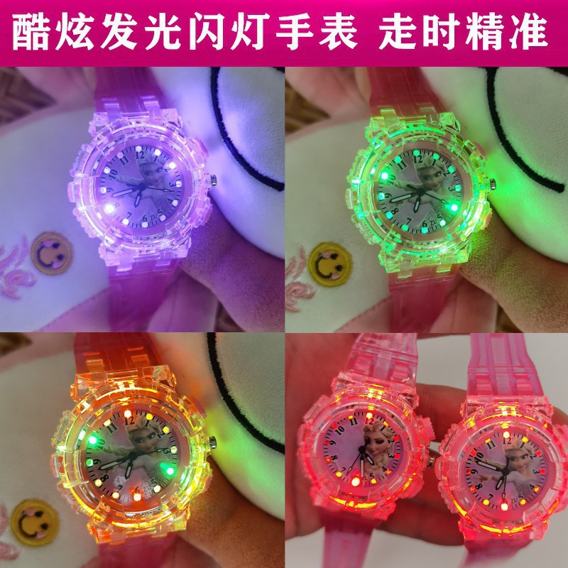 นาฬิกาข้อมือดิจิทัล มีไฟ LED ลายเจ้าหญิงเอลซ่า โฟรเซ่น สีสันสดใส สําหรับเด็กนักเรียนผู้ชาย และเด็กผู้หญิง