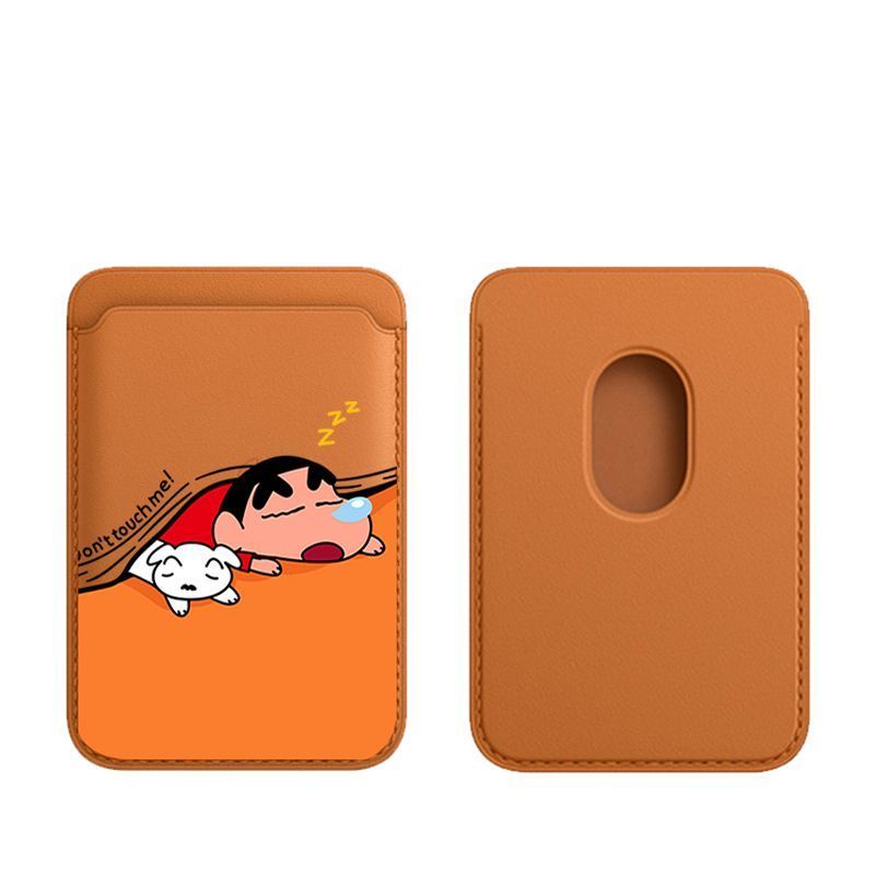 Sleeping Crayon Shin-Chan Magsafe Magsafe ซองใส่บัตรหนัง iphone15promax ซองใส่บัตร Apple 14plus กระเป๋าสตางค์13pro/ 12
