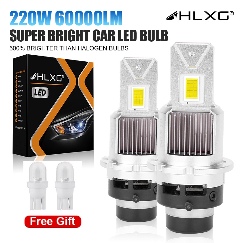 【Super Bright】หลอดไฟซีนอน ไฟตัดหมอก LED HLXG D1S LED D2S HID D4S D1S D3S D2H D1R D3R 6000K 2 ชิ้น