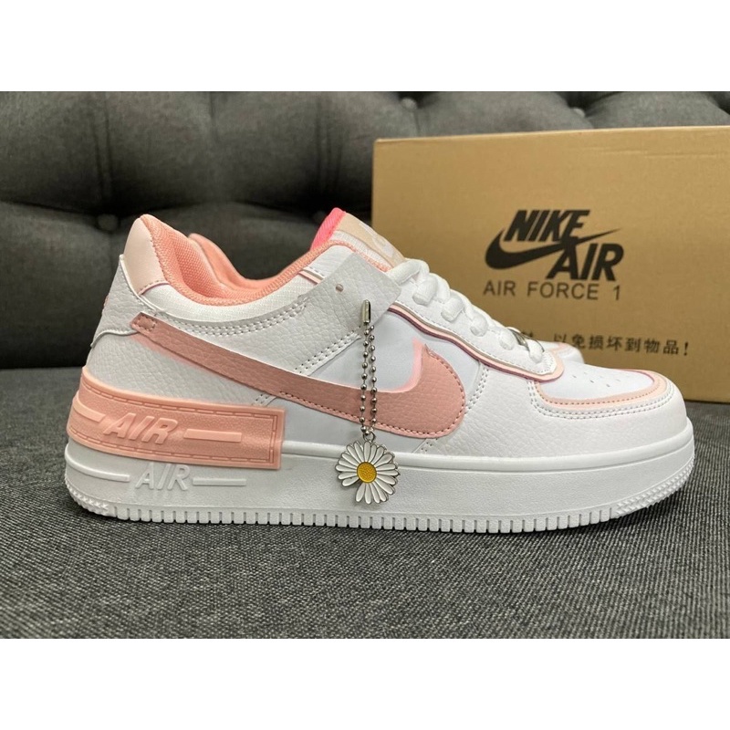NIKE AIR FORCE 1 SHADOW WHITE CORAL PINK แฟชั่น