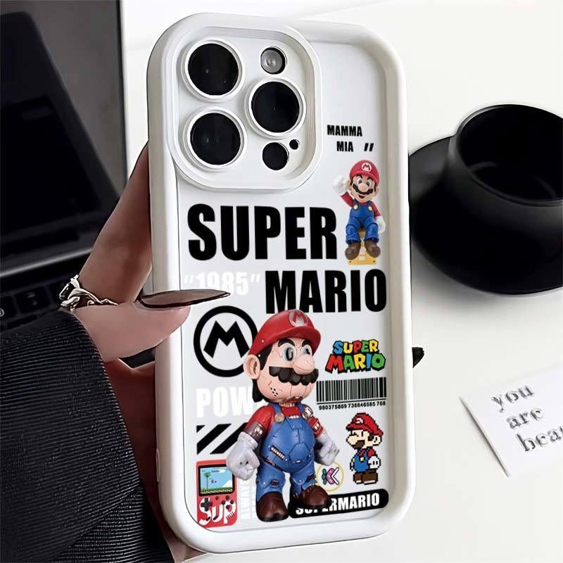 เคสโทรศัพท์มือถือ กันตกสี่มุม ลายหุ่นยนต์มาริโอ้ สําหรับ iPhone 15 14 Plus 13 12 Mini 11 Pro Max SE 2020 XS Max X XR 8 7 6S