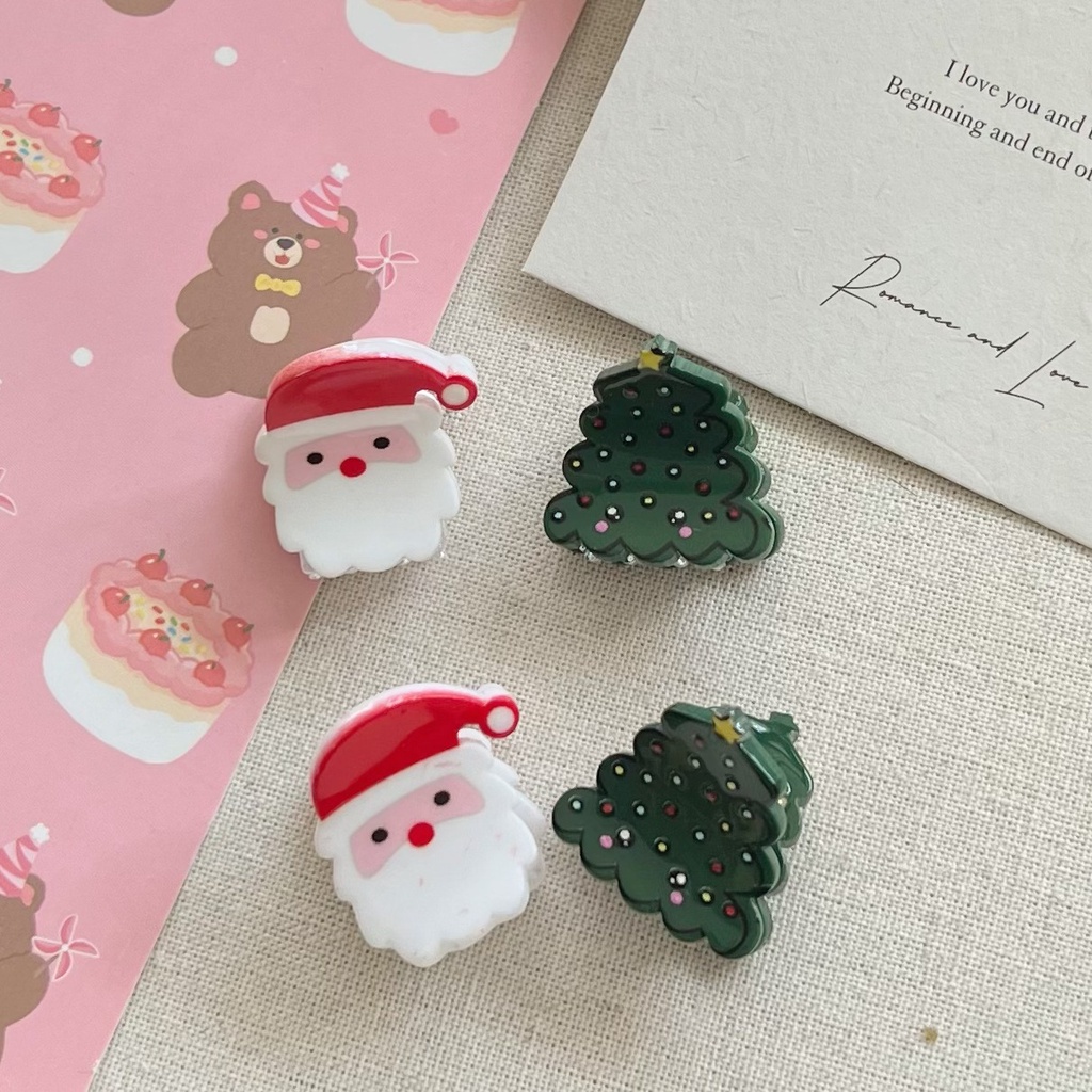 ใหม่การ์ตูนต้นคริสต์มาสขนาดเล็ก Grabbing คลิป Hairpins น่ารัก Santa Claus กิ๊บติดผมเด็กเทศกาลเครื่องประดับผม