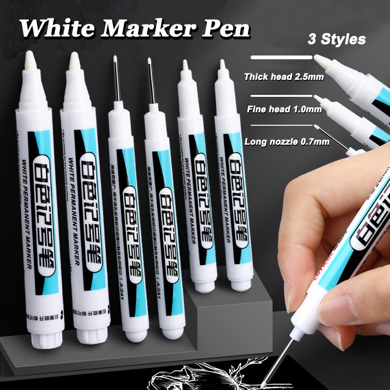 ปากกามาร์กเกอร์ หัวบาง สีขาว กันน้ํา ลบได้ สําหรับเขียนการ์ดอวยพรโฆษณา ยาง กระจก เงาสูง 1 ชิ้น