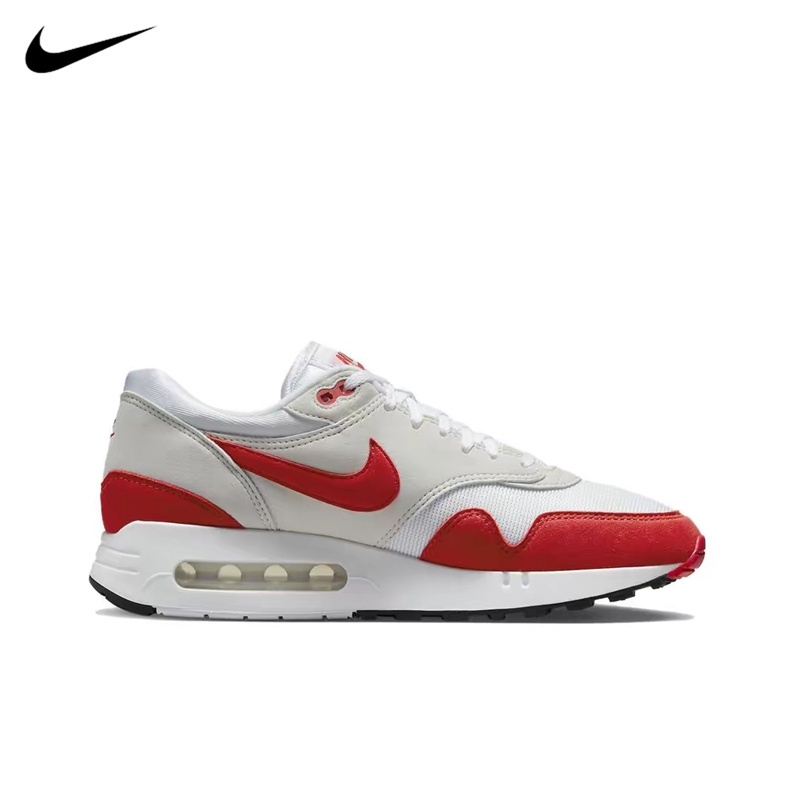 ♞nike Nike Air Max 1 '86 Big Bubble รองเท้าลำลอง Ugly Duckling สีแดงรองเท้าผ้าใบสีขาว DQ3989-100 l