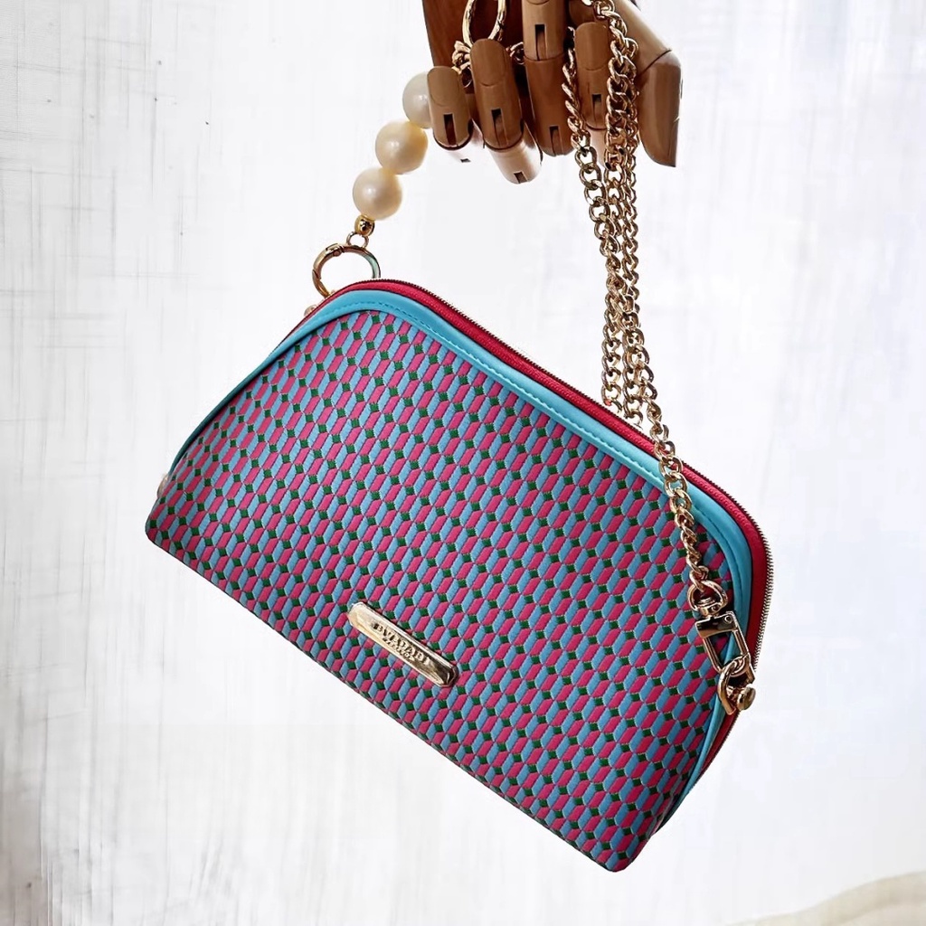 VIP Gift Blue And Pink Embroidery Contrasting Colors Women's Bag DIY Chain Bag Shoulder Bag