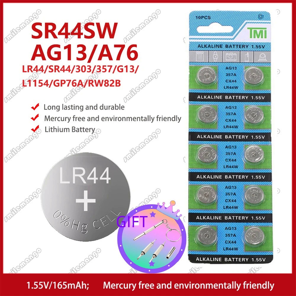2PCS-50PCS 1.55V AG13 LR44 L1154 RW82 SR1154 SP76 pila SR44 Button Batteries A76 LR1154 GP7 Cell Coi