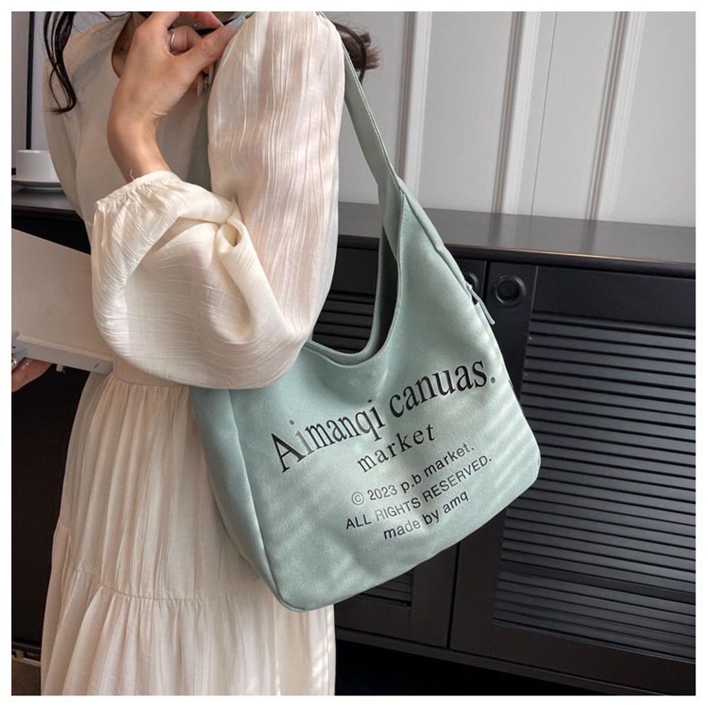 【พร้อมส่ง】miss bag fashion กระเป๋าผ้าสะพายข้างสะพายไหล่ ผ้าแคนวาสสำหรับผุ้หญิงสไตล์เกาหลี