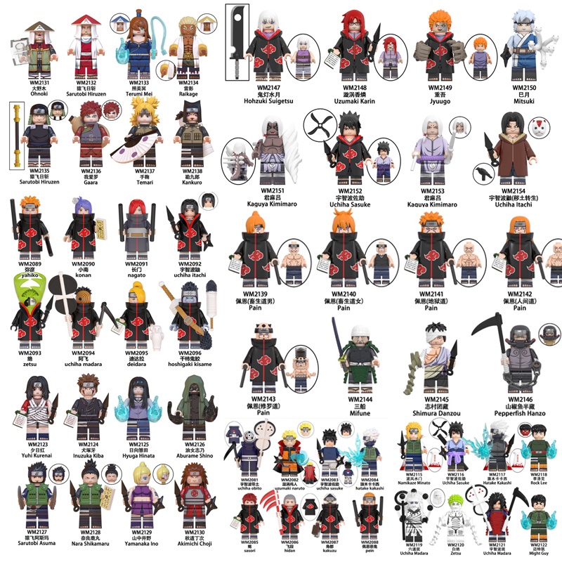 ของเล่นตัวต่อฟิกเกอร์ Akatsuki Naruto Blocks Pain Kaguya Kimimaro Uchiha Itachi ขนาดเล็ก