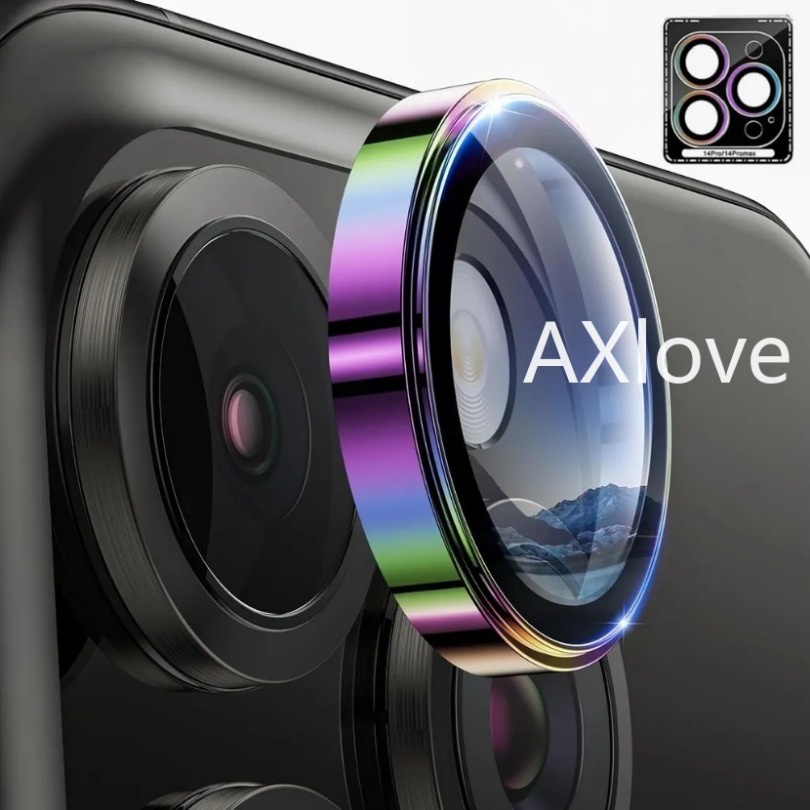 1 ชิ้น โลหะ หรูหรา ตัวป้องกันเลนส์กล้อง สําหรับ iPhone 15 14 13 12 Pro Max 9H กระจกนิรภัย ฝาครอบกล้อง