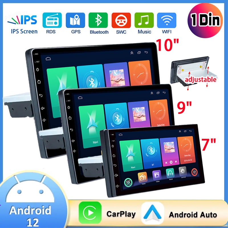 จอแอนดรอยด์ติดรถยนต์ 1 Din 4GRam 32GRom Android 12 GPS Navi USB WIFI BT FM RDS 7 9 10 นิ้ว วิทยุ ติด