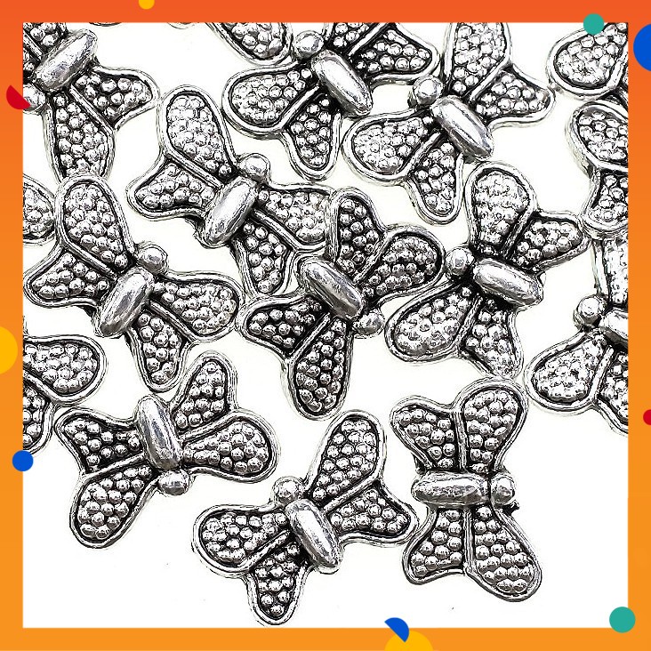 ลูกปัด,Spacer,6x10mm,ชุบเงินโบราณ,โลหะผสมสังกะสี,ผีเสื้อ,Diy,L1-00841