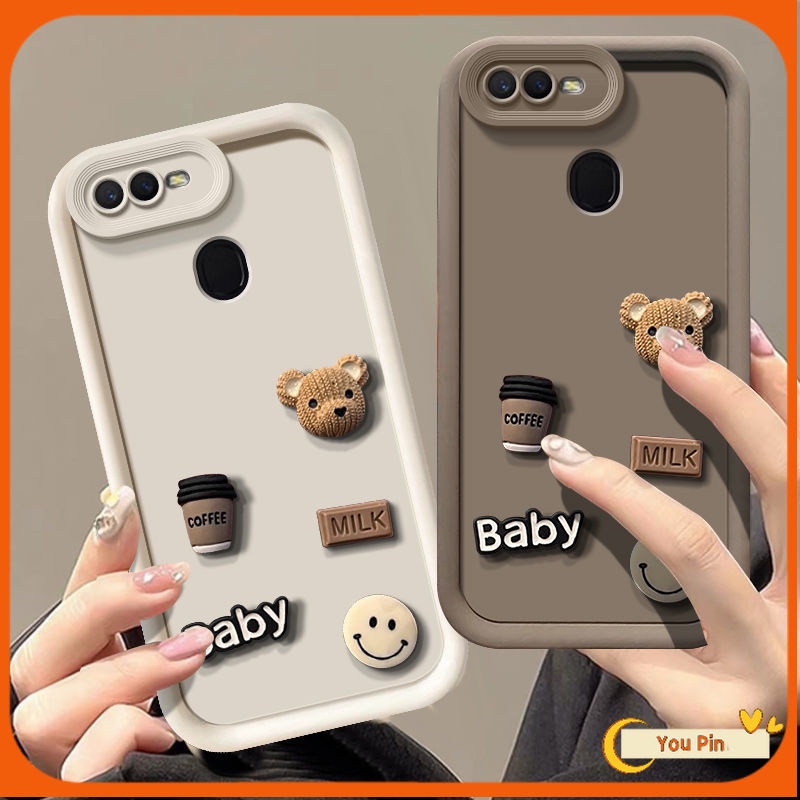 เคสโทรศัพท์มือถือ ลายการ์ตูนหมี 3D แฮนด์เมด DIy สําหรับ Oppo A5S A12 A7 F9 F9 Pro case A9 A5 2020 A3S A12E A15 A15S A16 A31 A53 A92 A52 A8 A32 A96 A95 A76 A74 A54