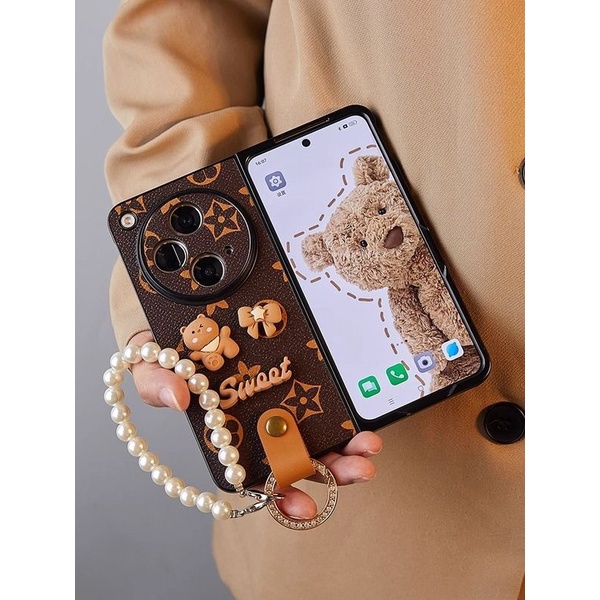 เคสโทรศัพท์มือถือ กันตก ลายตุ๊กตาหมี สไตล์เรโทร สําหรับ OPPO Find N3 5G OPPO Find N2