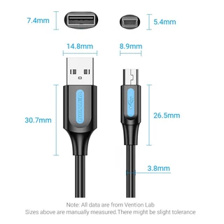 Vention USB 2.0 Mini 2A 480Mbps สายเคเบิลข้อมูล USB สําหรับกล้อง Mp3 Mp4