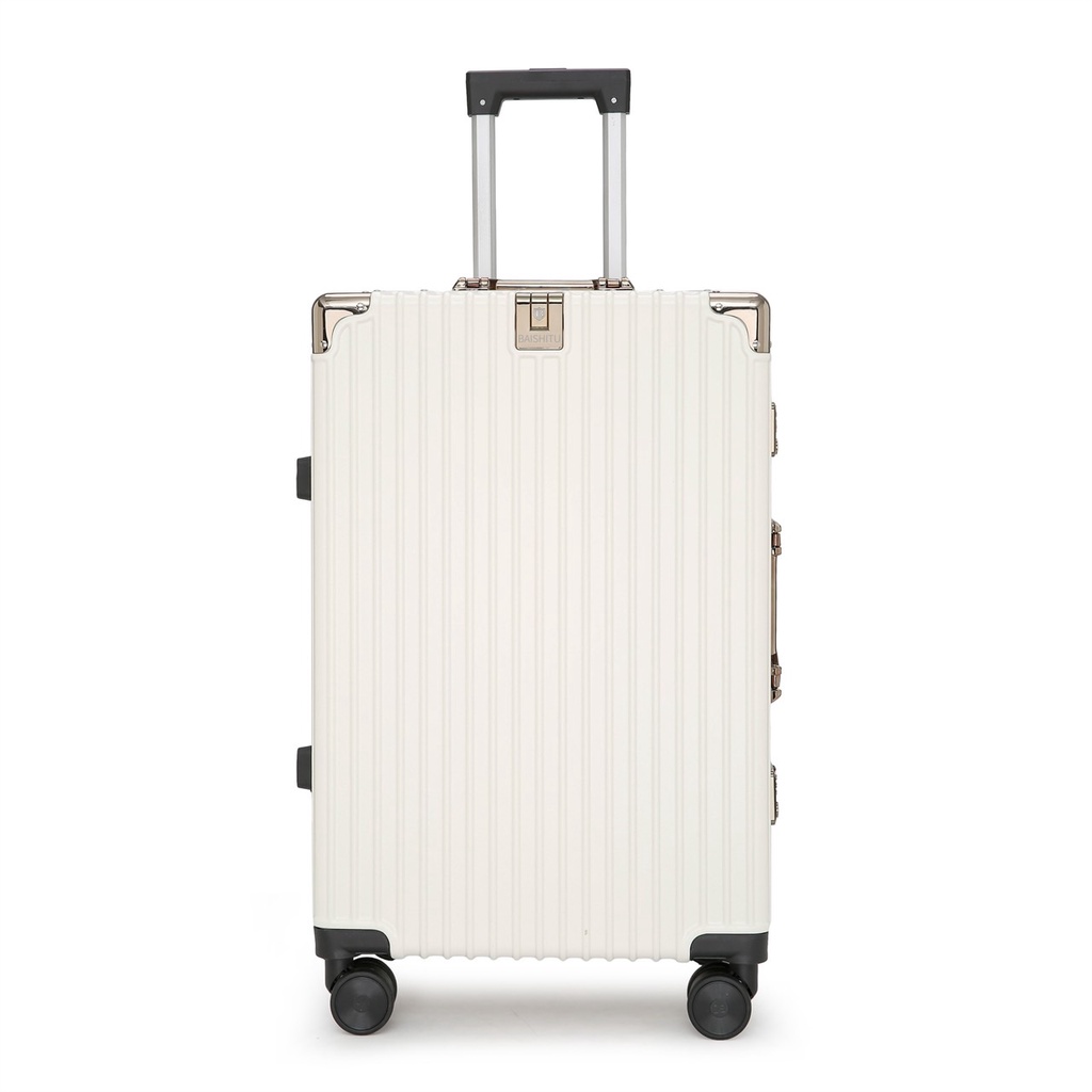 กระเป๋าเดินทางอลูมิเนียม กระเป๋าเดินทางล้อลาก 20 -26นิ้ว มีตะขอสำหรับแขวน มีกันกระแทก 4 มุม ขอบสีน้ำตาลทอง