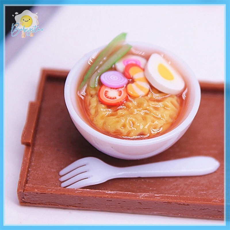 Itht> ใหม่ ชามก๋วยเตี๋ยว ขนาดเล็ก พร้อมถาดส้อม สําหรับตกแต่งบ้านตุ๊กตา 1:12 1 ชุด