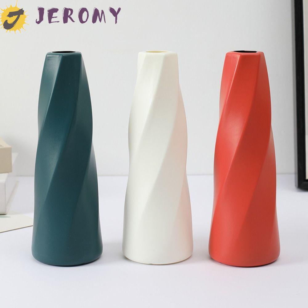 Jeromy แจกันดอกไม้พลาสติก แจกันตั้งโต๊ะ ทรงสูง สวยงาม สร้างสรรค์ โมเดิร์น กันตก แจกันคอนเทนเนอร์ กระถาง ห้องนั่งเล่น DIY