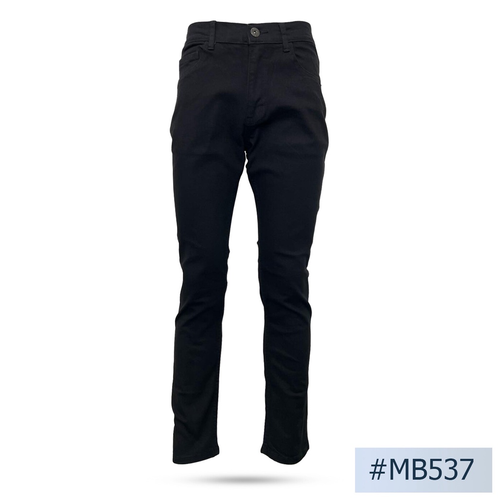 นิยมยีนส์ Niyom jeans รุ่น MB537 กางเกงยีนส์ทรงกระบอกชาย สีดำ ผ้ายืด