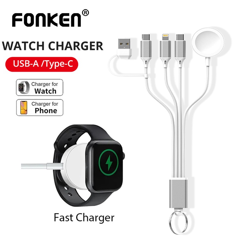 Fonken 5 in 1 สายนาฬิกาข้อมือ และที่ชาร์จโทรศัพท์ USB-C เป็น iOS Watch Type-C สําหรับ Huawei iPh i(Watch) Series