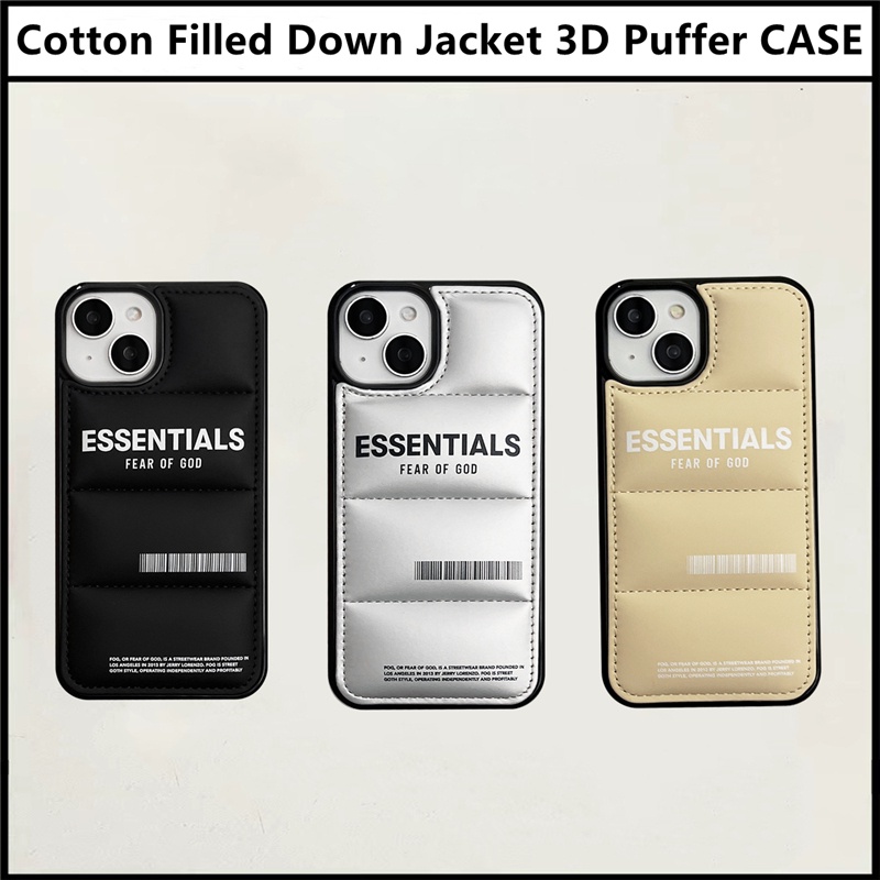 พร้อมสต็อกessentials3d Puffer IPhone Case สําหรับ IPhone 16 Pro Max 11 12 13 14 15 Pro Max แฟชั่นหรูหราผ้าฝ้ายที่เต็มไปด้วยลงแจ็คเก็ตนุ่มฝาครอบโทรศัพท์กันกระแทกปลอก