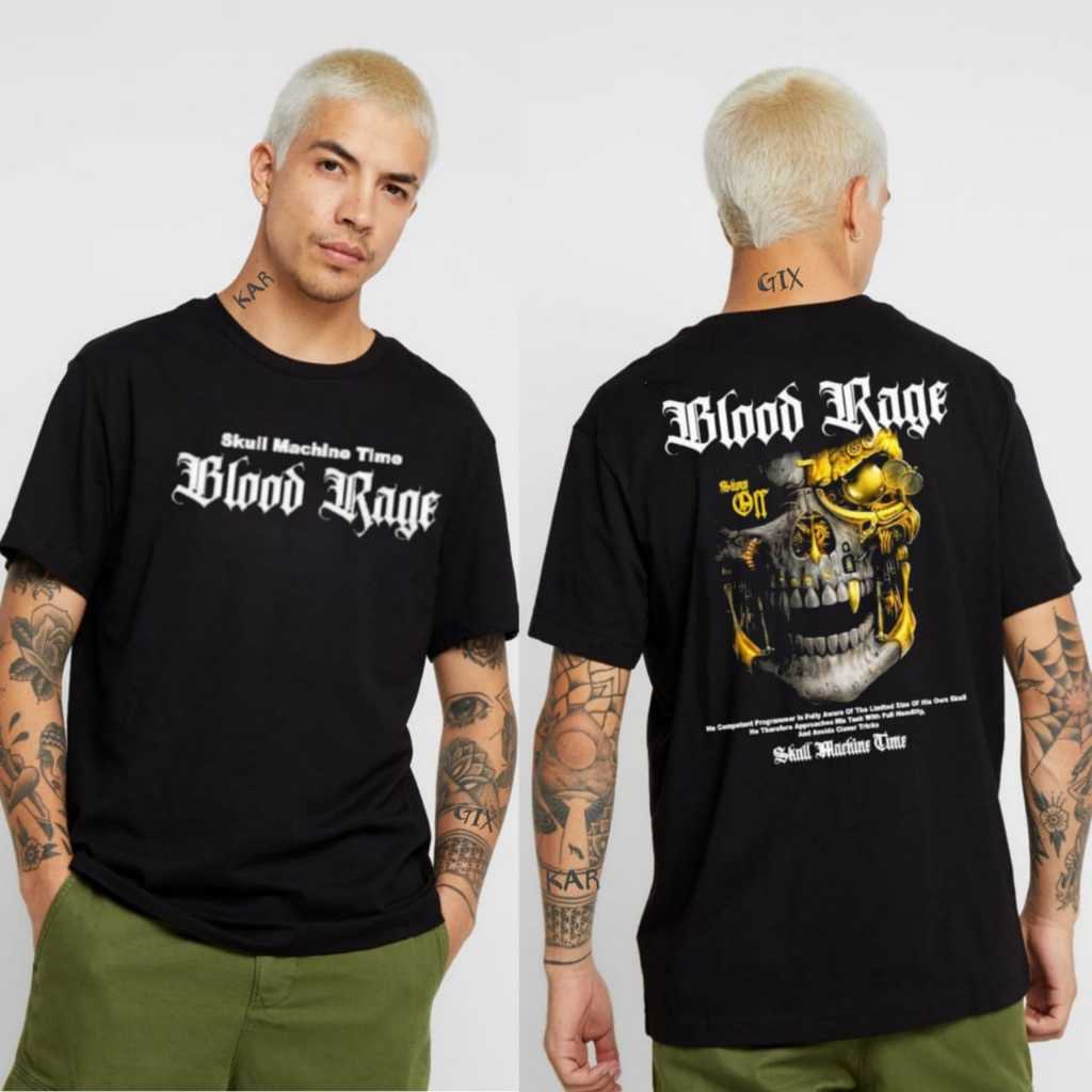 ความร้อน เสื้อยืดลําลอง แขนสั้น พิมพ์ลาย Kar DISTRO BLOOD RAGE สําหรับผู้ชาย