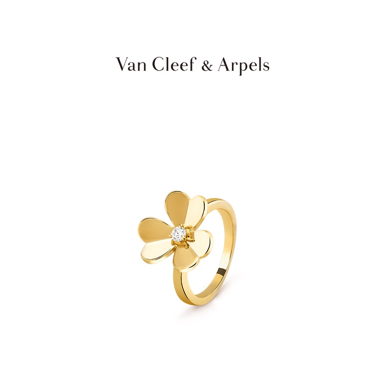 [พร้อมส่ง] แหวนเพชร VCA Van Cleef &amp; Arpels Frivole Series Yellow K Gold ขนาดเล็ก ลายดอกไม้ ของขวัญวันเกิด