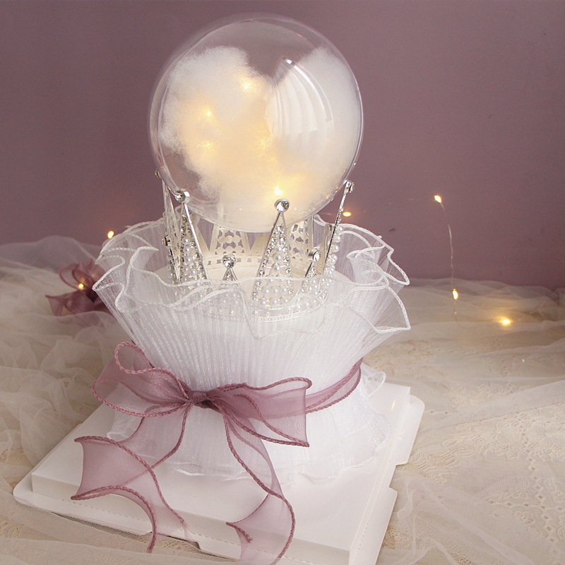 ช่อดอกทานตะวันวาเลนไทน์ ผ้าตาข่าย แต่งจับจีบ สีเรืองแสง สําหรับร้านดอกไม้ วันแม่ - รูปที่ 5