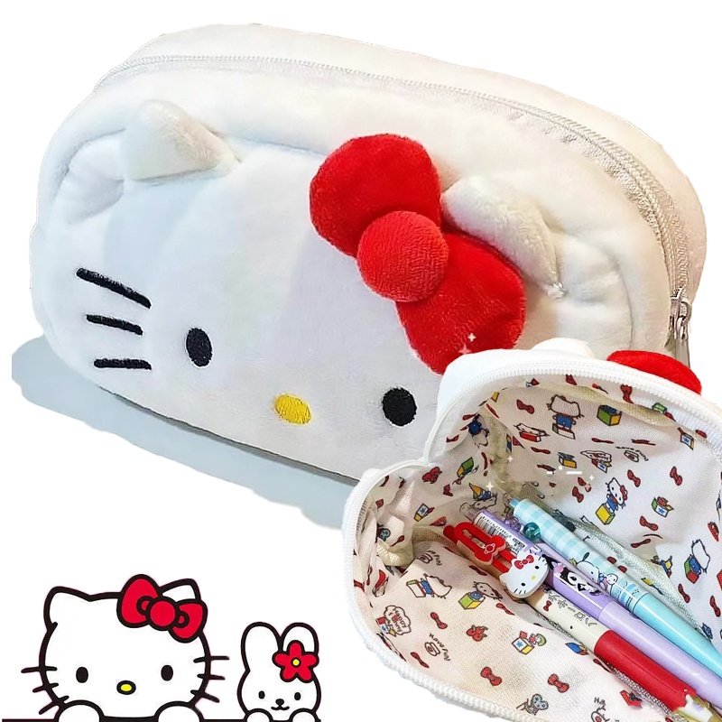SANRIO กระเป๋าเครื่องเขียน กระเป๋าดินสอ ขนาดใหญ่ จุของได้เยอะ ลายการ์ตูน Hello Kitty Melody Kt Cat น่ารัก สําหรับเด็กผู้หญิง