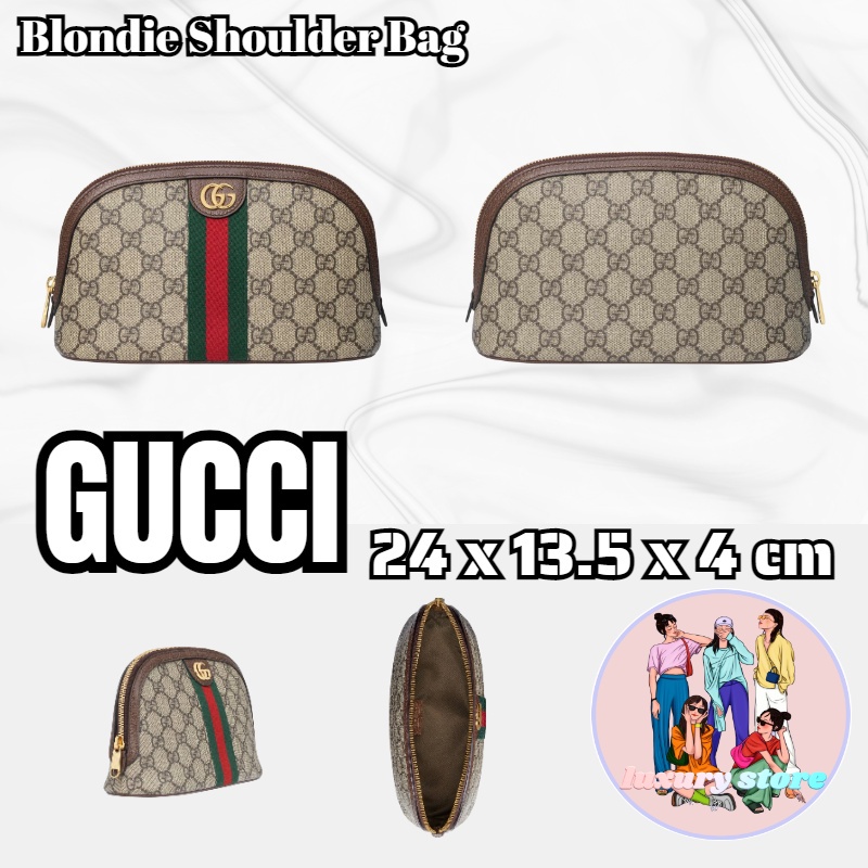 Gucci Ophidia series กระเป๋าเครื่องสำอางขนาดใหญ่/กระเป๋าเปลือกหอย/กระเป๋าซิป