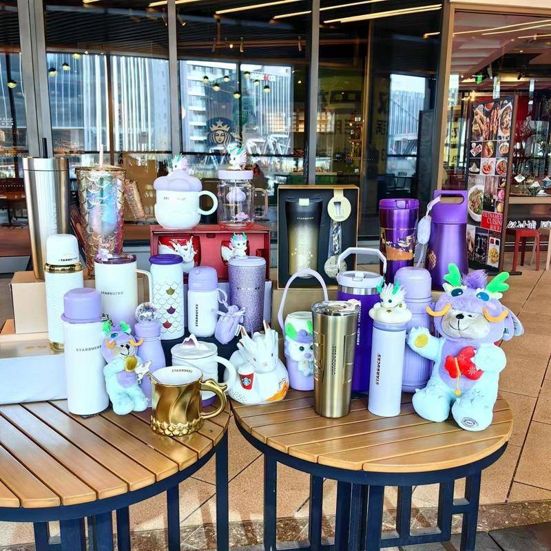 Starbucks แก้วกาแฟ ลายราศีมังกรปีใหม่ น่ารัก สีม่วง เรียบง่าย ของขวัญปีใหม่ สําหรับดื่มกาแฟ 2024