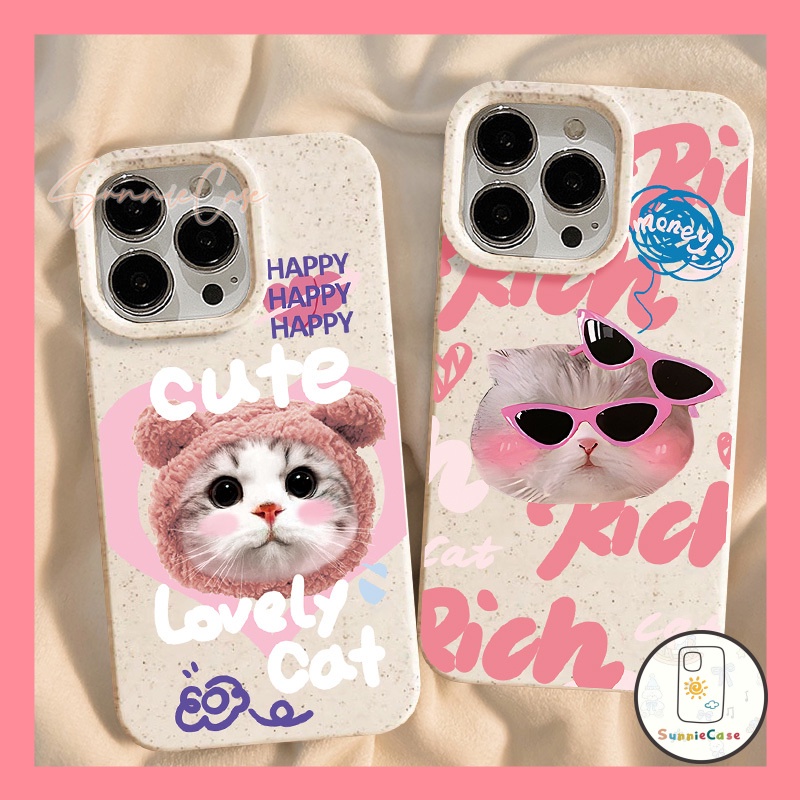 การ์ตูนแมวน่ารักน่ารักเปลือกย่อยสลายได้นุ่ม iPhone 7Plus 11 15 12 13 14 Pro Max 14 15 8 6s 6 7 Plus X XR XS Max SE 2020