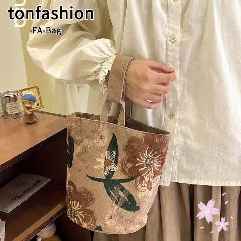 Tonfashion กระเป๋าทรงถัง กระเป๋าช้อปปิ้ง ทรงกระบอก ความจุขนาดใหญ่ พิมพ์ลายการ์ตูนกระต่าย แฟชั่น
