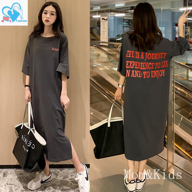 Mom & Kids ชุดคลุมท้อง แขนสั้น ลายการ์ตูน ทรงหลวม สไตล์เกาหลี รองรับ 100 กก. สําหรับผู้หญิงตั้งครรภ์ #Seluar Mengandung