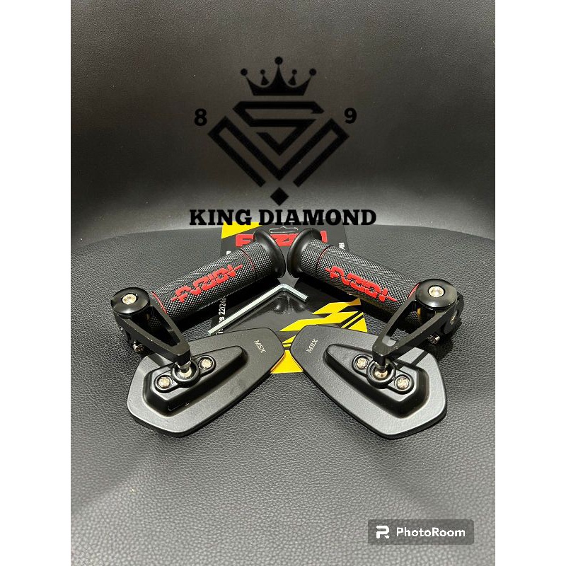 กระจกมองหลัง Bar End Oval Plus Handgrip Fuzion Hg55 รุ่น RCB Hg55 Racing Boy Universal Nmax, Aerox, 