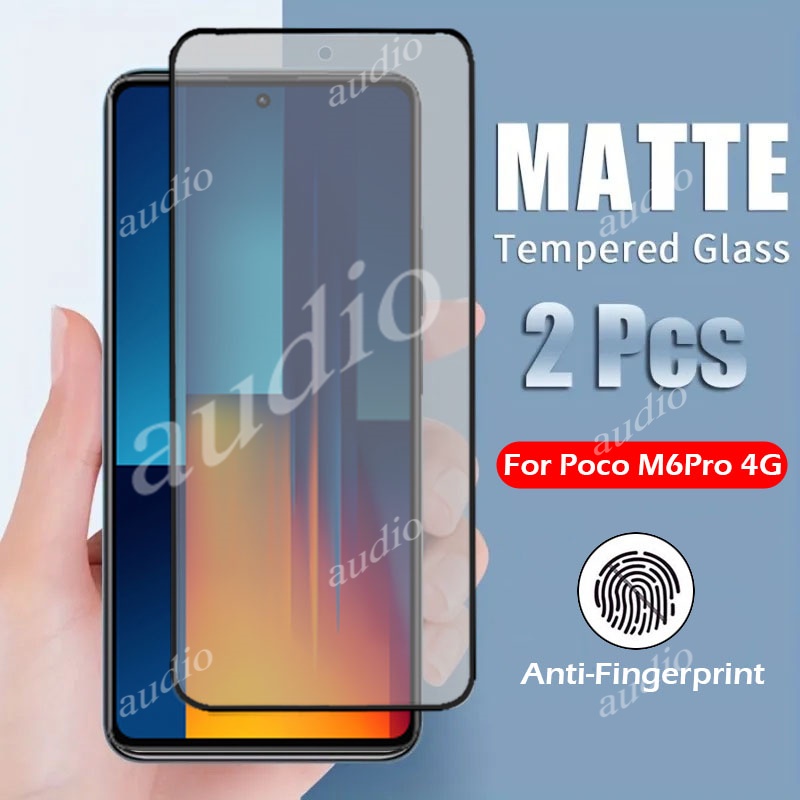 Full Cover MatteกระจกนิรภัยสําหรับPoco m6 Pro M6Pro 4G 2024 Anti-Fingerprint Matte Screen Protectorฟ