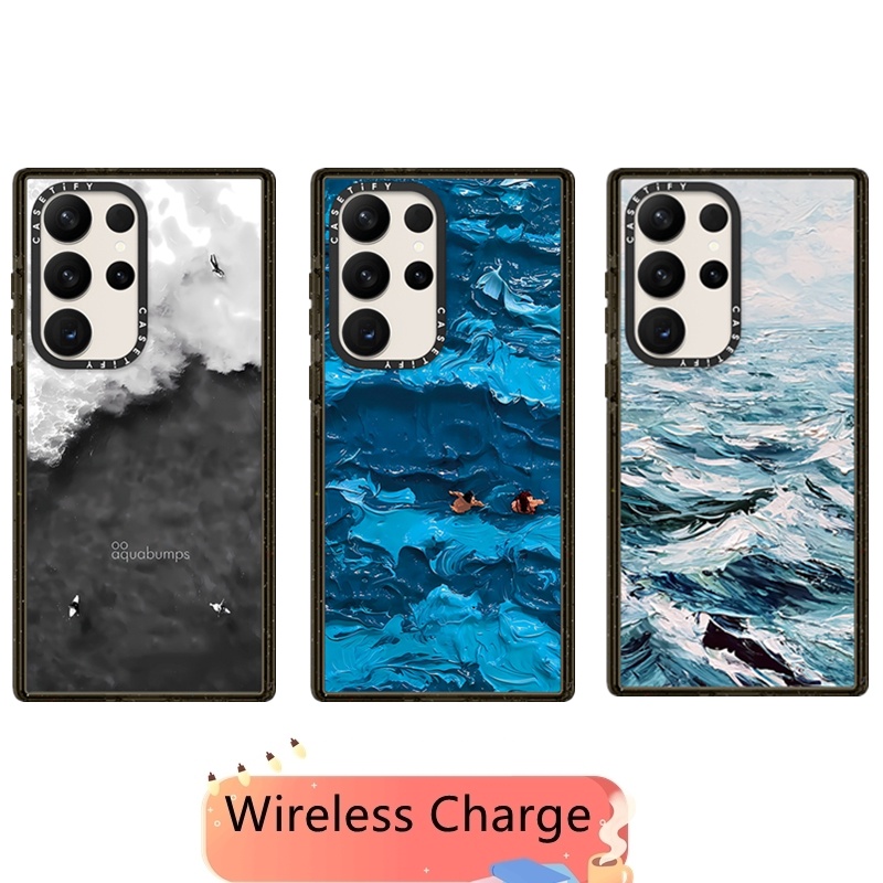 CASETI Oil Painting Ocean Hard Case For Samsung Galaxy S24 S23 S22 Ultra Clear Acrylic Cover Casing