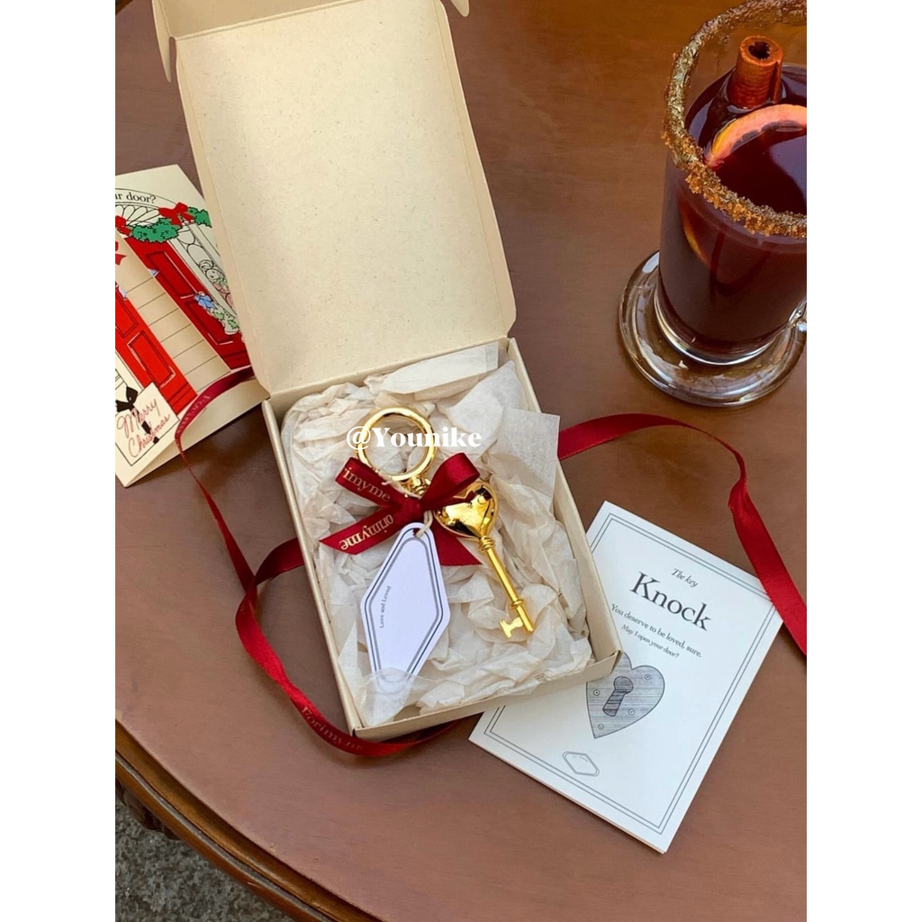 จี้พวงกุญแจทองเหลือง 18K รูปหัวใจ สไตล์เกาหลีเรโทร สําหรับ AirPods