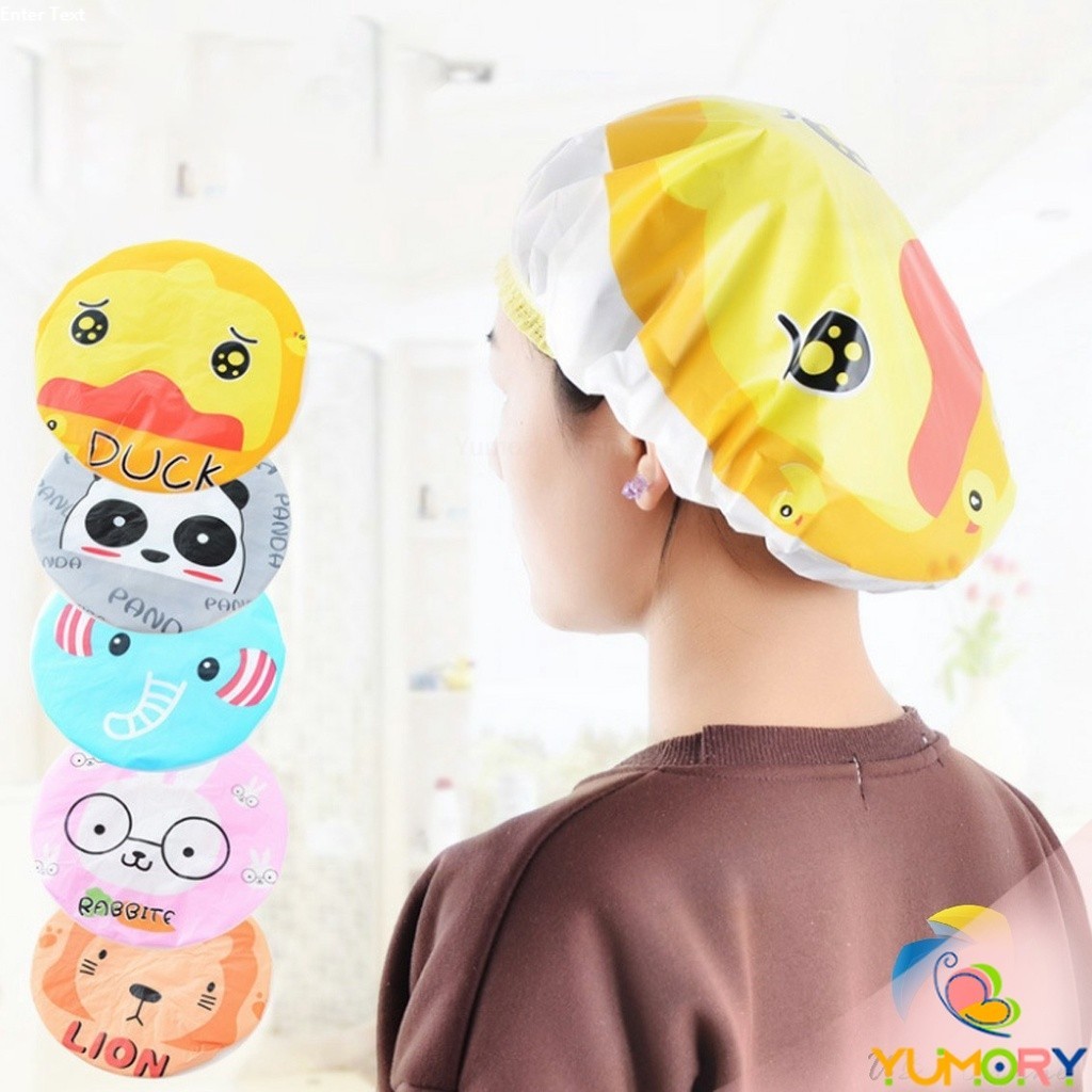 Yumory  หมวกคลุมผมอาบน้ำ กันน้ำ ลายการ์ตูนน่ารัก   Shower Cap Kids
