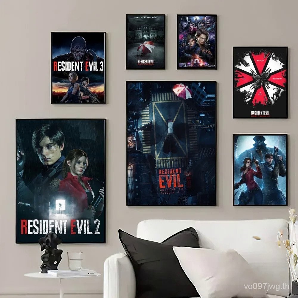 โปสเตอร์ภาพวาดผ้าใบ รูปเกม R-RESIDENT EVIL ขนาดเล็ก สําหรับตกแต่งผนังบ้าน ห้องนั่งเล่น UR4O
