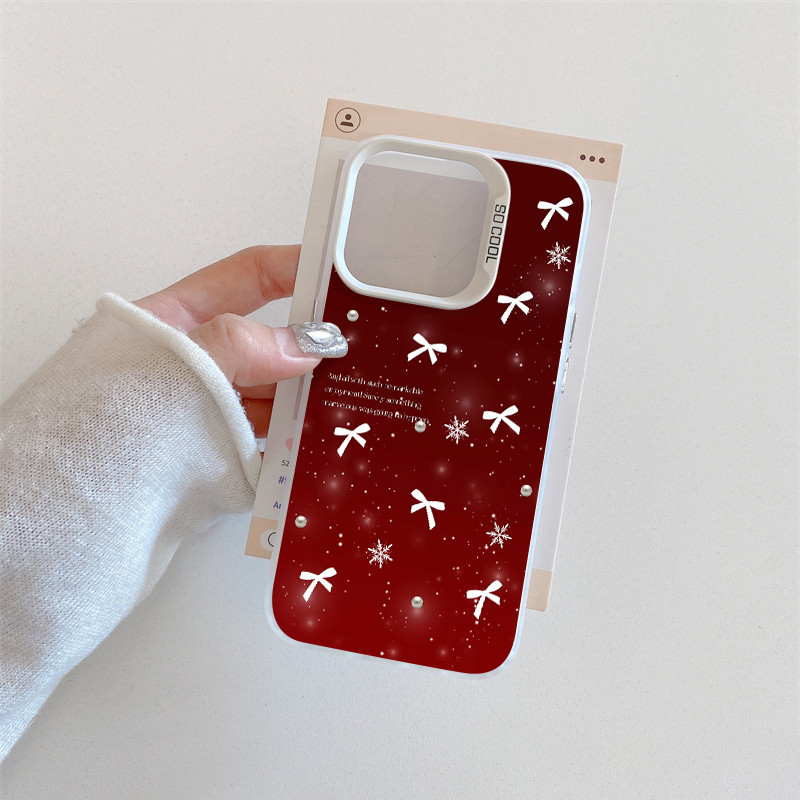เคสลายเกล็ดหิมะผูกโบว์สีแดงน่ารัก Samsung A55 A05 A05s A15 A12 A13 A14 A03s A04s A03 A03 A54 A23 A30s A32 A34 A02s A24