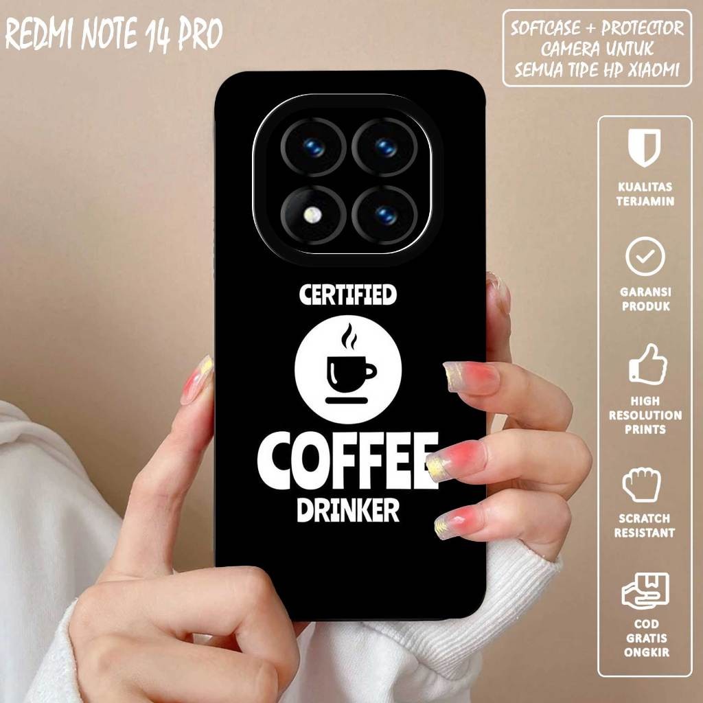 SOFTCASE PRO CAMERA COFFEE PICTURE สําหรับสีแดง*MI NOTE 14 PRO -