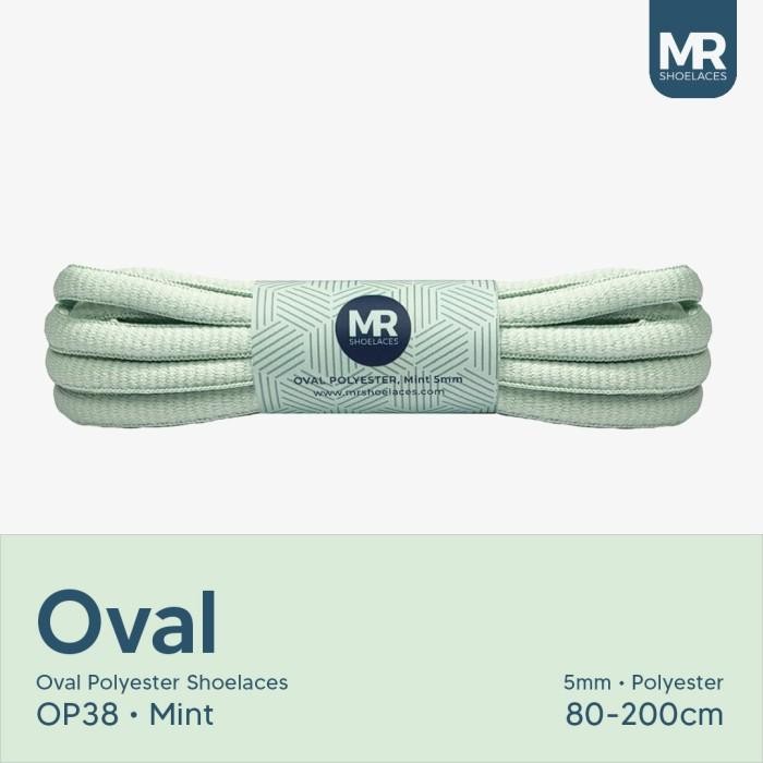 HIJAU MR เชือกผูกรองเท้า OP38 Mint (เขียวมิ้นท์) รูปไข่ 5 มม. 70/80/90/100/120/130/140/150/180/200