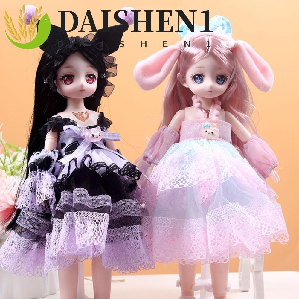 Daishen1 ตุ๊กตา BJD เคลื่อนย้ายได้หลาย 30 ซม., ดึงดูดตายาวเจ้าหญิงแต่งตัวตุ๊กตา BJD, ตุ๊กตาข้อต่อคุโรมิหวาน Melody Princess Makeup Ball ตุ๊กตาข้อต่อหญิง