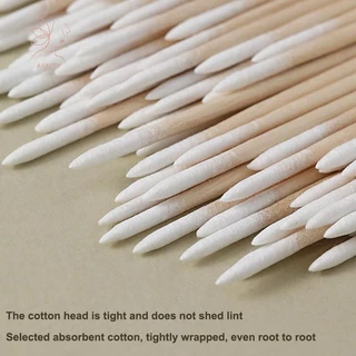 [maybeauty] 100 ชิ้นไมโครไม้ผ้าฝ้ายเครื่องมือต่อขนตา Microblading Tattoo ทําความสะอาดไม้ Sticks เครื่องสําอางผ้าฝ้ายแปรง Buds Tip {TH}