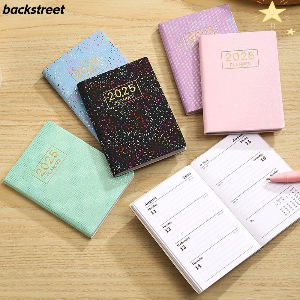 Backstage 2025 Agenda Book, A7 Mini 2025 Planner Notebook, Mini with Calendar To Do List English Dai