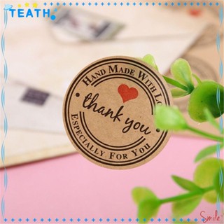 Teath สติกเกอร์ฉลาก ลาย Thank You 3.5 ซม. แฮนด์เมด 12 ชิ้น ต่อแผ่น